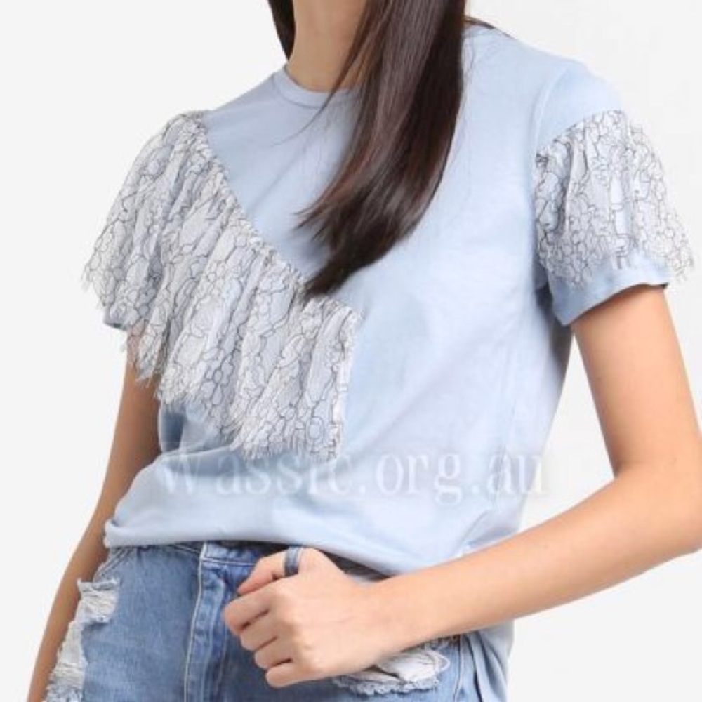 Topshop Lace Ruffle Tee